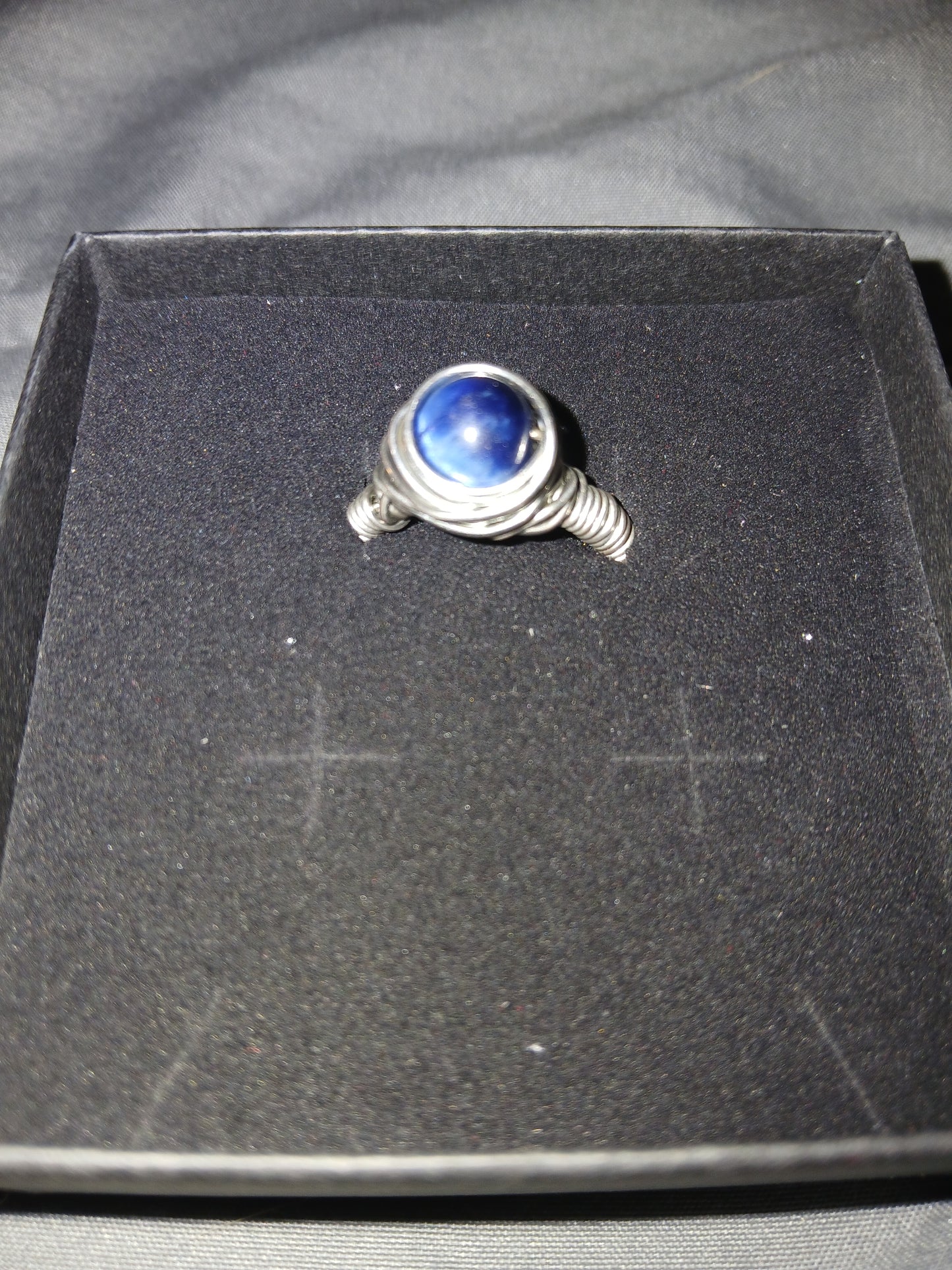 Sodolite Wire Wrapped Ring Natural Stone Ring Jewerly