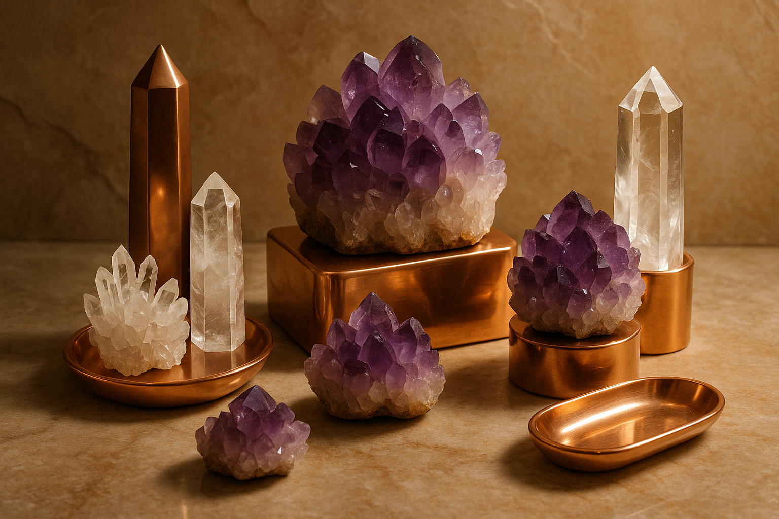 Crystals and copper natural luxury feeling 